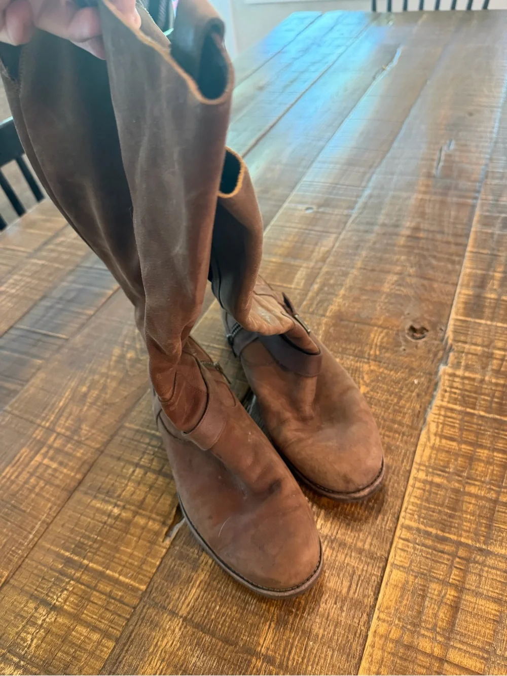 Women’s Brown Leather Tall Boots - Classic Pull-On Style